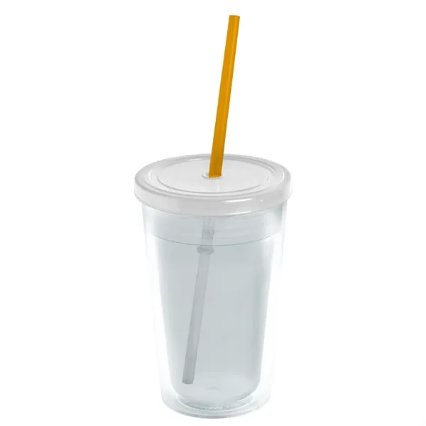 16 oz. Double-Wall Insulated Transparent Tumbler with Lid &amp; Straw... from ASI 40480 Koozie Group
