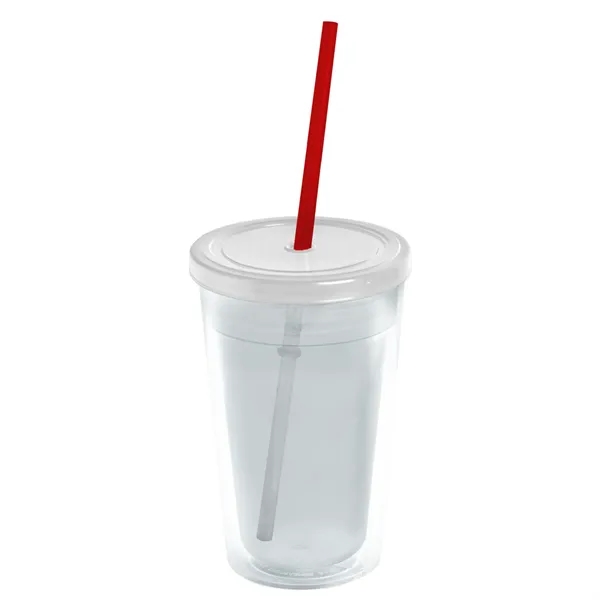 16 oz. Double-Wall Insulated Transparent Tumbler with Lid &amp; Straw... from ASI 40480 Koozie Group
