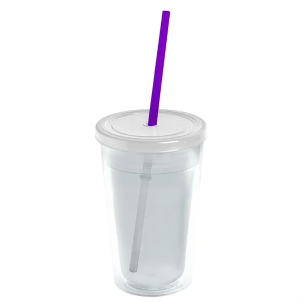 16 oz. Double-Wall Insulated Transparent Tumbler with Lid &amp; Straw... from ASI 40480 Koozie Group