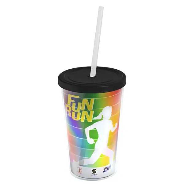 16 oz. Double-Wall Insulated Transparent Tumbler with Lid &amp; Straw... from ASI 40480 Koozie Group