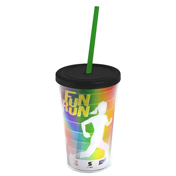 16 oz. Double-Wall Insulated Transparent Tumbler with Lid &amp; Straw... from ASI 40480 Koozie Group