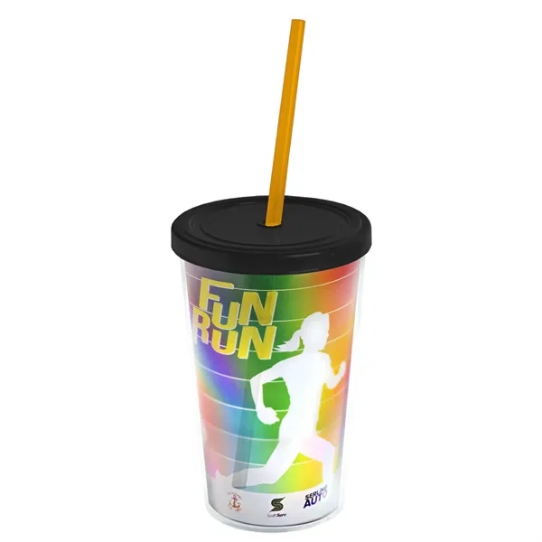 16 oz. Double-Wall Insulated Transparent Tumbler with Lid &amp; Straw... from ASI 40480 Koozie Group