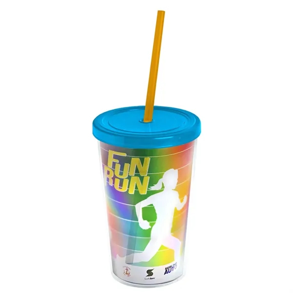 16 oz. Double-Wall Insulated Transparent Tumbler with Lid &amp; Straw... from ASI 40480 Koozie Group