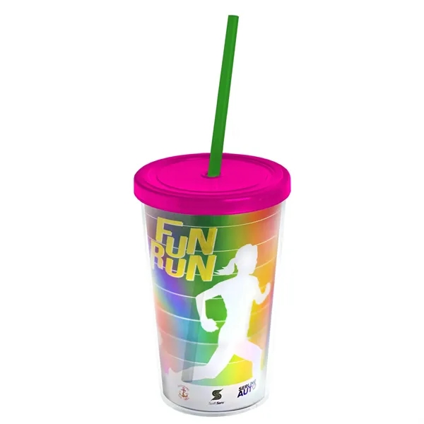 16 oz. Double-Wall Insulated Transparent Tumbler with Lid &amp; Straw... from ASI 40480 Koozie Group