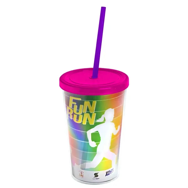 16 oz. Double-Wall Insulated Transparent Tumbler with Lid &amp; Straw... from ASI 40480 Koozie Group