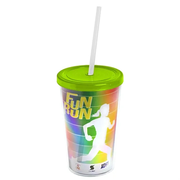 16 oz. Double-Wall Insulated Transparent Tumbler with Lid &amp; Straw... from ASI 40480 Koozie Group