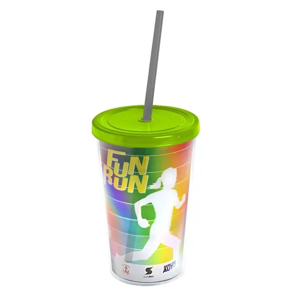 16 oz. Double-Wall Insulated Transparent Tumbler with Lid &amp; Straw... from ASI 40480 Koozie Group