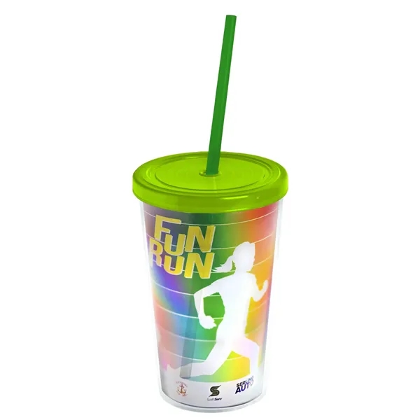 16 oz. Double-Wall Insulated Transparent Tumbler with Lid &amp; Straw... from ASI 40480 Koozie Group