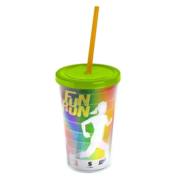16 oz. Double-Wall Insulated Transparent Tumbler with Lid &amp; Straw... from ASI 40480 Koozie Group