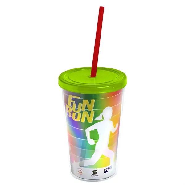 16 oz. Double-Wall Insulated Transparent Tumbler with Lid &amp; Straw... from ASI 40480 Koozie Group