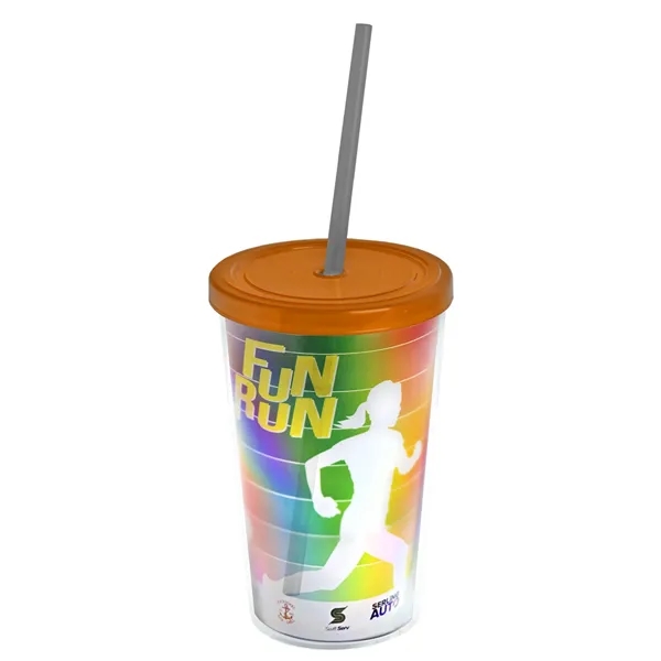 16 oz. Double-Wall Insulated Transparent Tumbler with Lid &amp; Straw... from ASI 40480 Koozie Group