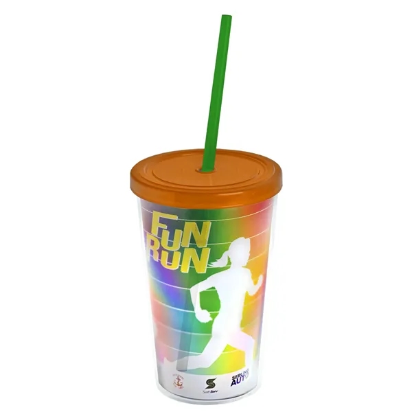 16 oz. Double-Wall Insulated Transparent Tumbler with Lid &amp; Straw... from ASI 40480 Koozie Group