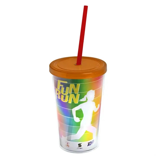 16 oz. Double-Wall Insulated Transparent Tumbler with Lid &amp; Straw... from ASI 40480 Koozie Group