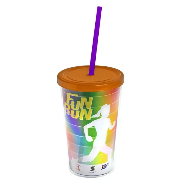 16 oz. Double-Wall Insulated Transparent Tumbler with Lid &amp; Straw... from ASI 40480 Koozie Group