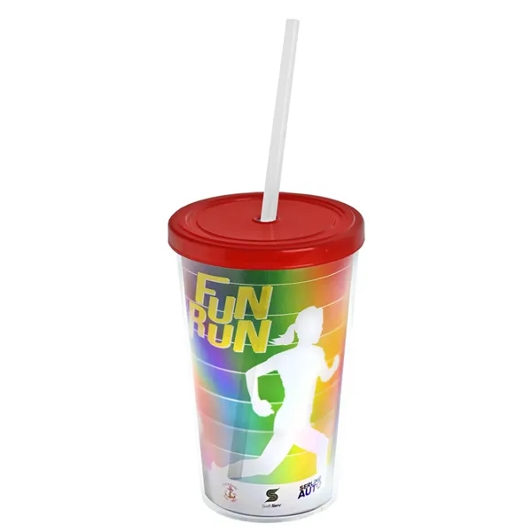 16 oz. Double-Wall Insulated Transparent Tumbler with Lid &amp; Straw... from ASI 40480 Koozie Group
