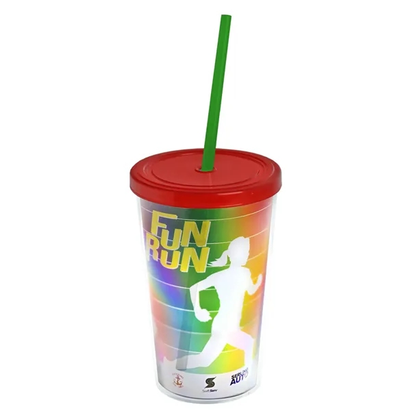 16 oz. Double-Wall Insulated Transparent Tumbler with Lid &amp; Straw... from ASI 40480 Koozie Group