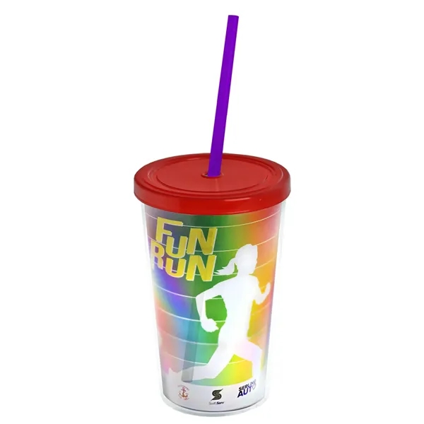 16 oz. Double-Wall Insulated Transparent Tumbler with Lid &amp; Straw... from ASI 40480 Koozie Group