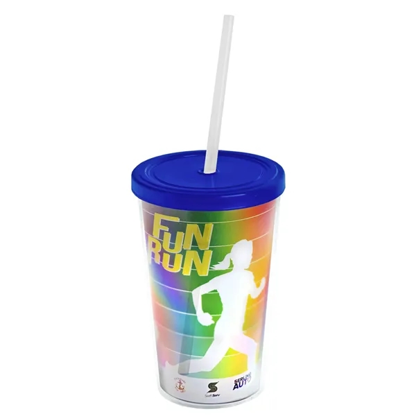 16 oz. Double-Wall Insulated Transparent Tumbler with Lid &amp; Straw... from ASI 40480 Koozie Group