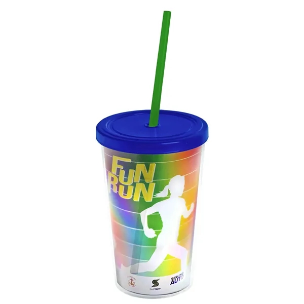 16 oz. Double-Wall Insulated Transparent Tumbler with Lid &amp; Straw... from ASI 40480 Koozie Group
