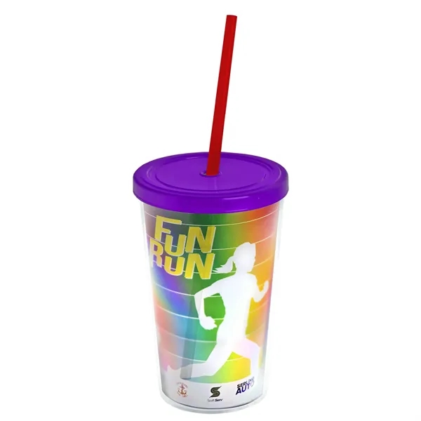16 oz. Double-Wall Insulated Transparent Tumbler with Lid &amp; Straw... from ASI 40480 Koozie Group