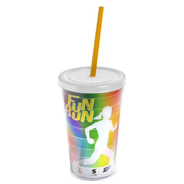 16 oz. Double-Wall Insulated Transparent Tumbler with Lid &amp; Straw... from ASI 40480 Koozie Group
