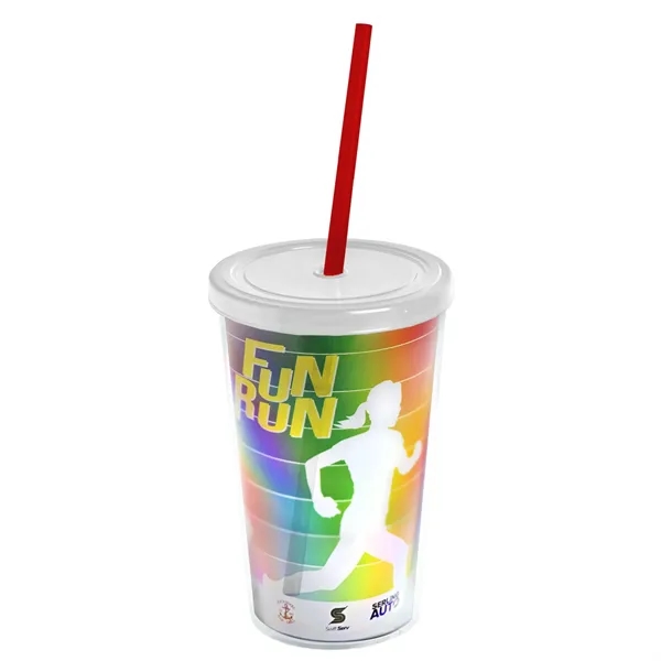 16 oz. Double-Wall Insulated Transparent Tumbler with Lid &amp; Straw... from ASI 40480 Koozie Group