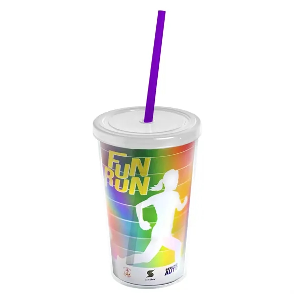 16 oz. Double-Wall Insulated Transparent Tumbler with Lid &amp; Straw... from ASI 40480 Koozie Group