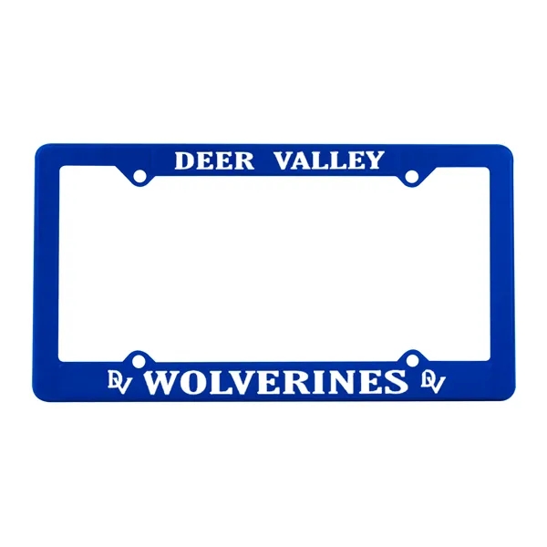 Economy four hole license plate frame with raised imprint panels.... from ASI 40480 Koozie Group