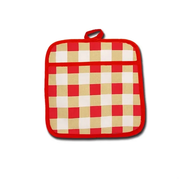Pocket pot holder is made of cotton and features a sewn... from ASI 38980 Bay State Specialty Co