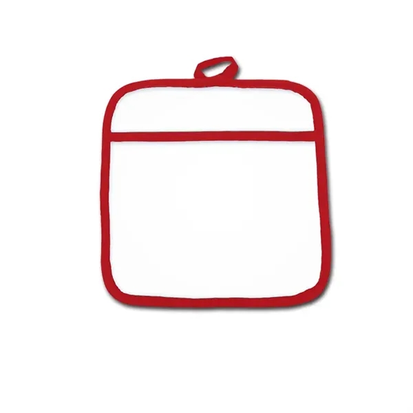 Pocket pot holder is made of cotton and features a sewn... from ASI 38980 Bay State Specialty Co
