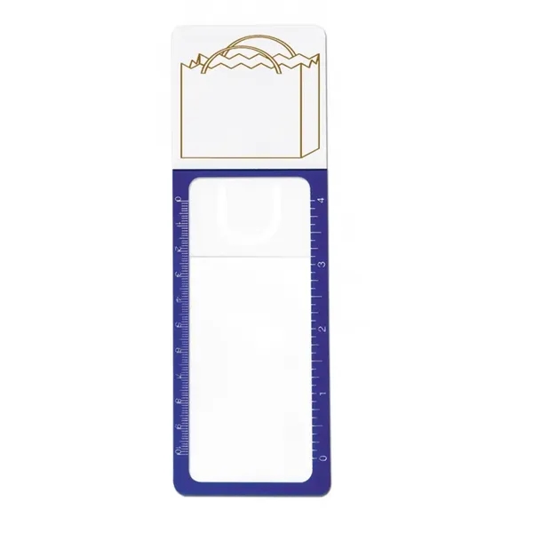 Triple-duty bookmark, magnifier, and ruler is available in 10 stock designs... from ASI 38980 Bay State Specialty Co