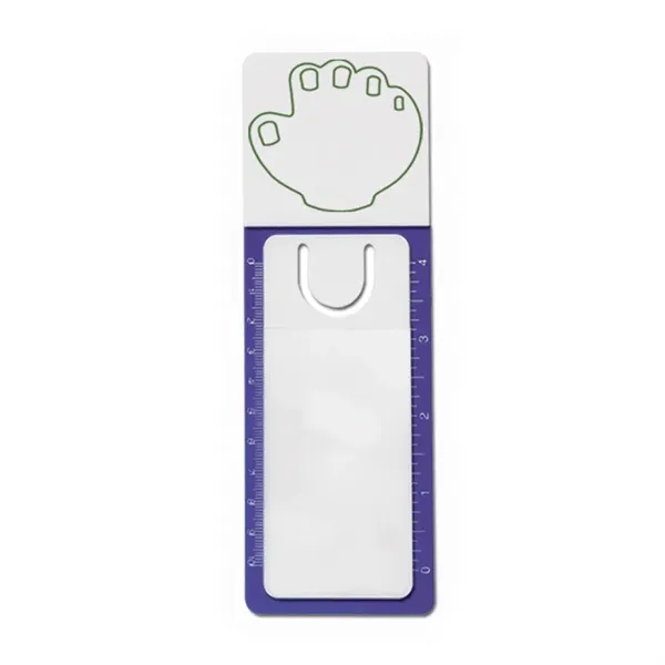Triple-duty bookmark, magnifier, and ruler is available in 10 stock designs... from ASI 38980 Bay State Specialty Co