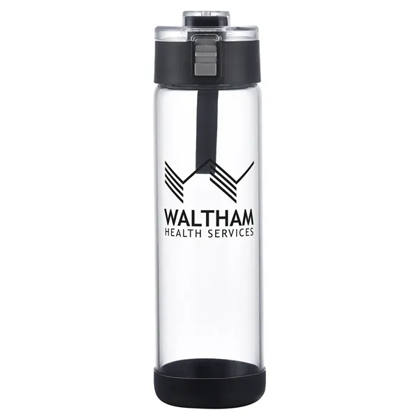 22 oz Push-Button Glass Bottle w/ Silicone Strap & Base... from ASI 36730 Ariel Premium Supply Inc