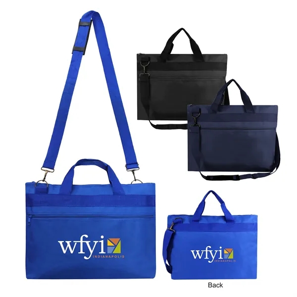 This durable document messenger bag is made of heavy-duty 600D polyester... from ASI 41511 Brainchild USA Inc / BrainChild Gift Club