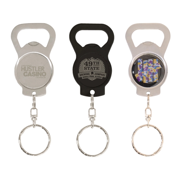 Stainless steel bottle opener with keyring.... from ASI 57655 STOPNGO Line