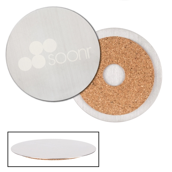 3 1/2" round beverage coaster made of stainless steel backed by... from ASI 57655 STOPNGO Line