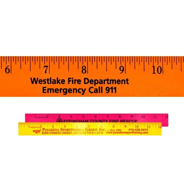 12" Fluorescent Wood Ruler - English Scale... from ASI 30270 Aakron Line