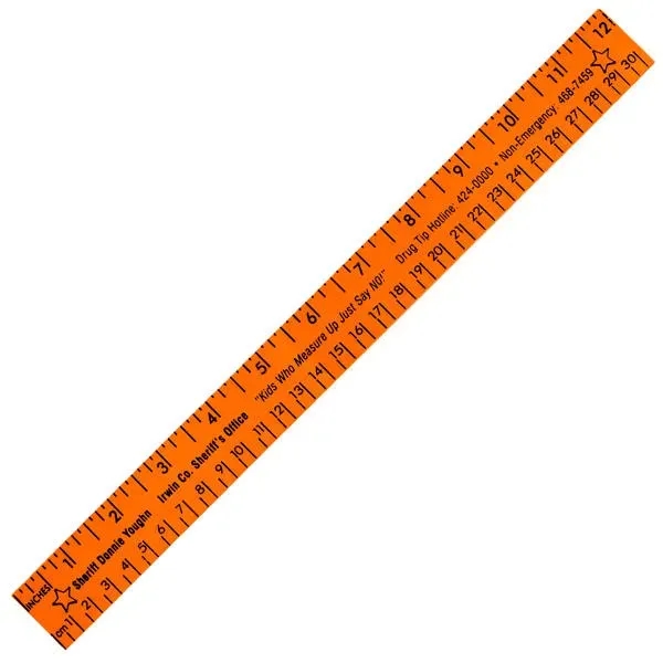 12" Fluorescent Wood Ruler - English & Metric Scale... from ASI 30270 Aakron Line