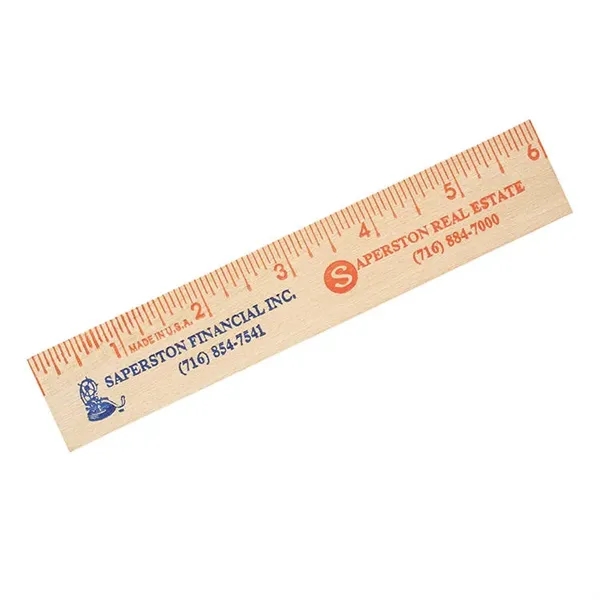 6" Natural Finish Flat Wood Ruler... from ASI 30270 Aakron Line