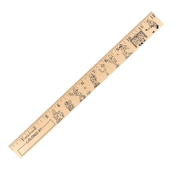 Kids Playing Sports "U" Color Rulers - Natural wood finish... from ASI 30270 Aakron Line