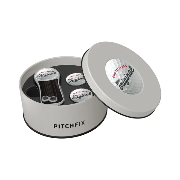 Pitchfix Hybrid Golf Divot Repair tool in deluxe round gift tin... from ASI 52263 EMT