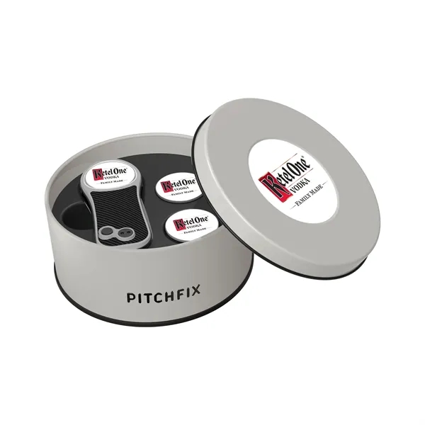 Pitchfix Hybrid Golf Divot Repair tool in deluxe round gift tin... from ASI 52263 EMT