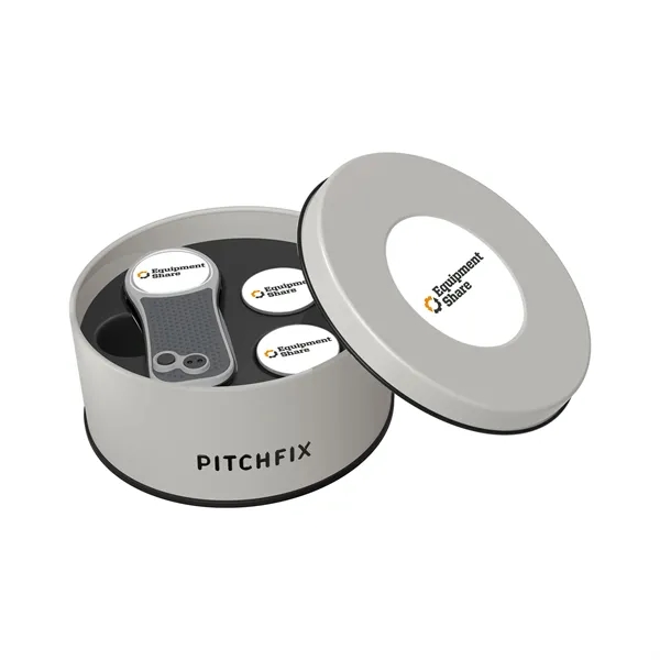 Pitchfix Hybrid Golf Divot Repair tool in deluxe round gift tin... from ASI 52263 EMT