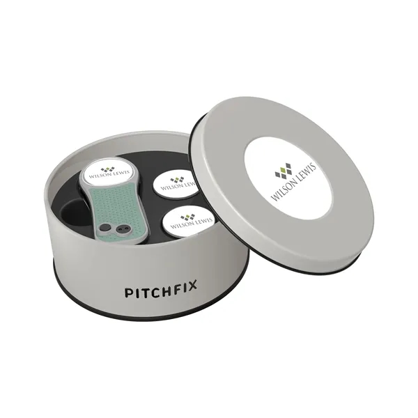 Pitchfix Hybrid Golf Divot Repair tool in deluxe round gift tin... from ASI 52263 EMT