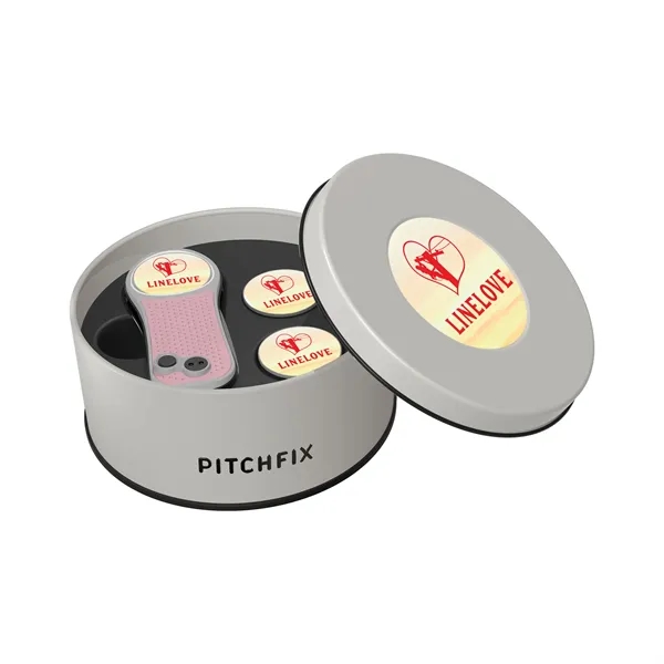 Pitchfix Hybrid Golf Divot Repair tool in deluxe round gift tin... from ASI 52263 EMT