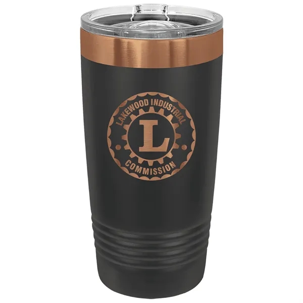 20 oz. stainless steel ringed tumbler with a vacuum sealed, clear-colored... from ASI 74601 Calico