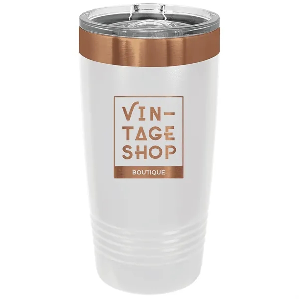 20 oz. stainless steel ringed tumbler with a vacuum sealed, clear-colored... from ASI 74601 Calico