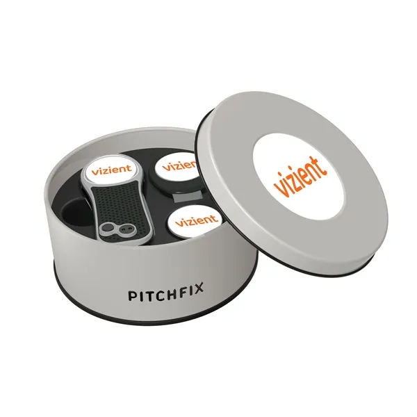 Pitchfix Hybrid Golf Divot Repair tool in deluxe round gift tin... from ASI 52263 EMT