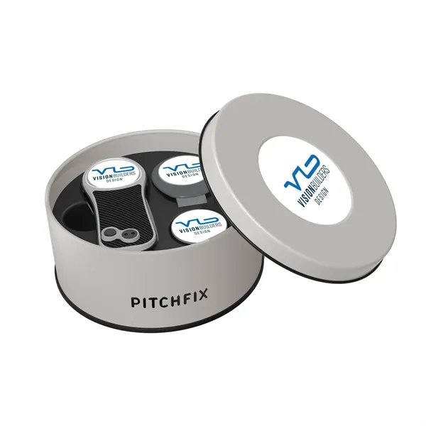 Pitchfix Hybrid Golf Divot Repair tool in deluxe round gift tin... from ASI 52263 EMT