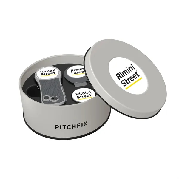 Pitchfix Hybrid Golf Divot Repair tool in deluxe round gift tin... from ASI 52263 EMT